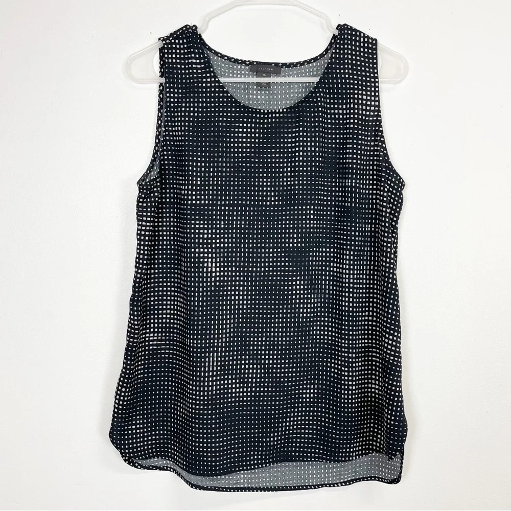 Halogen Blouse Womens Size Medium Black Gray Sleeveless Top